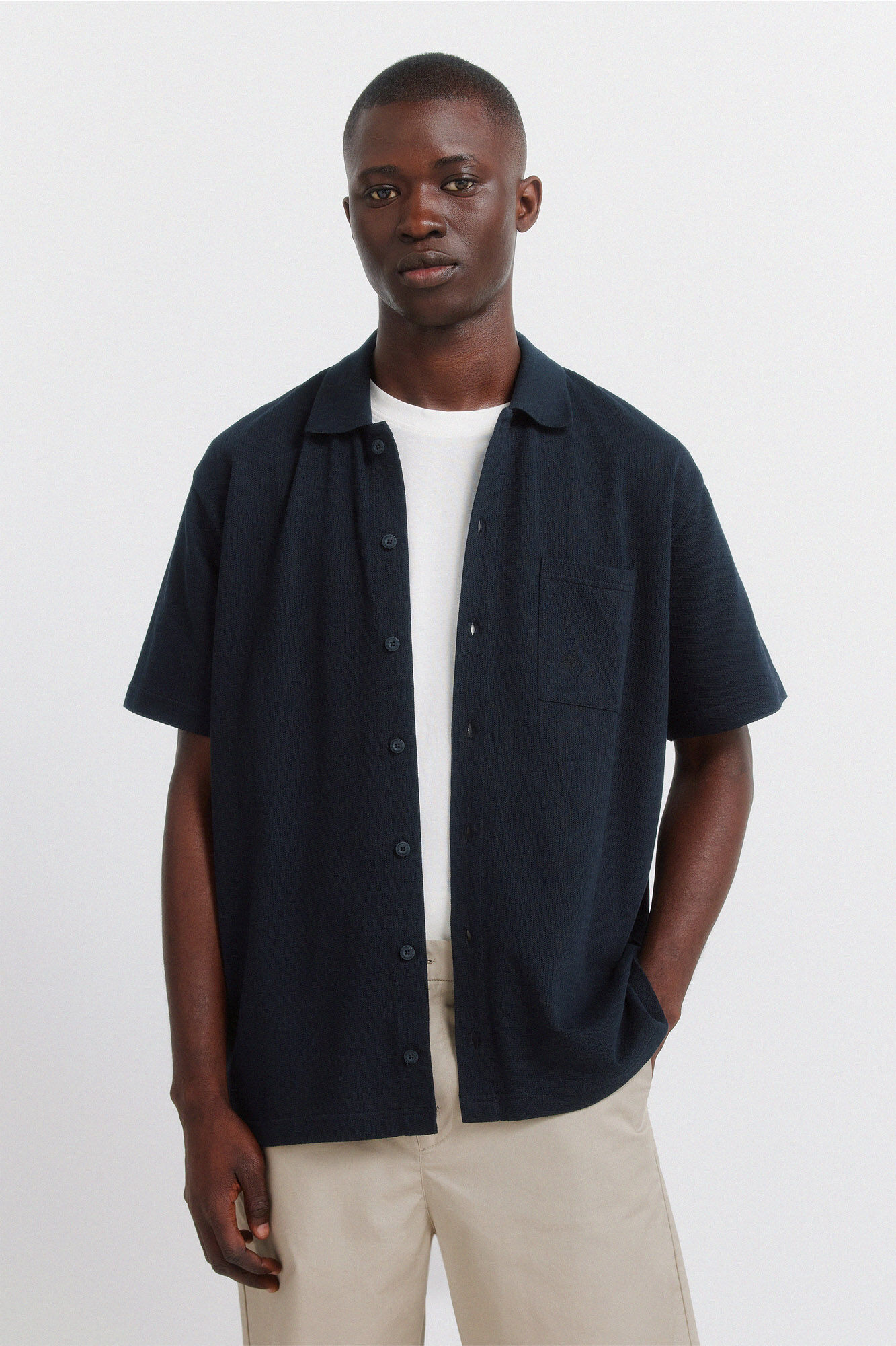 Springfield Polo camisero de bolsillo regular fit azul