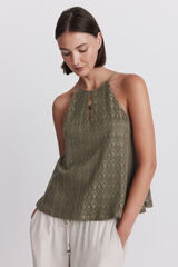 Springfield Playera halter bordada khaki