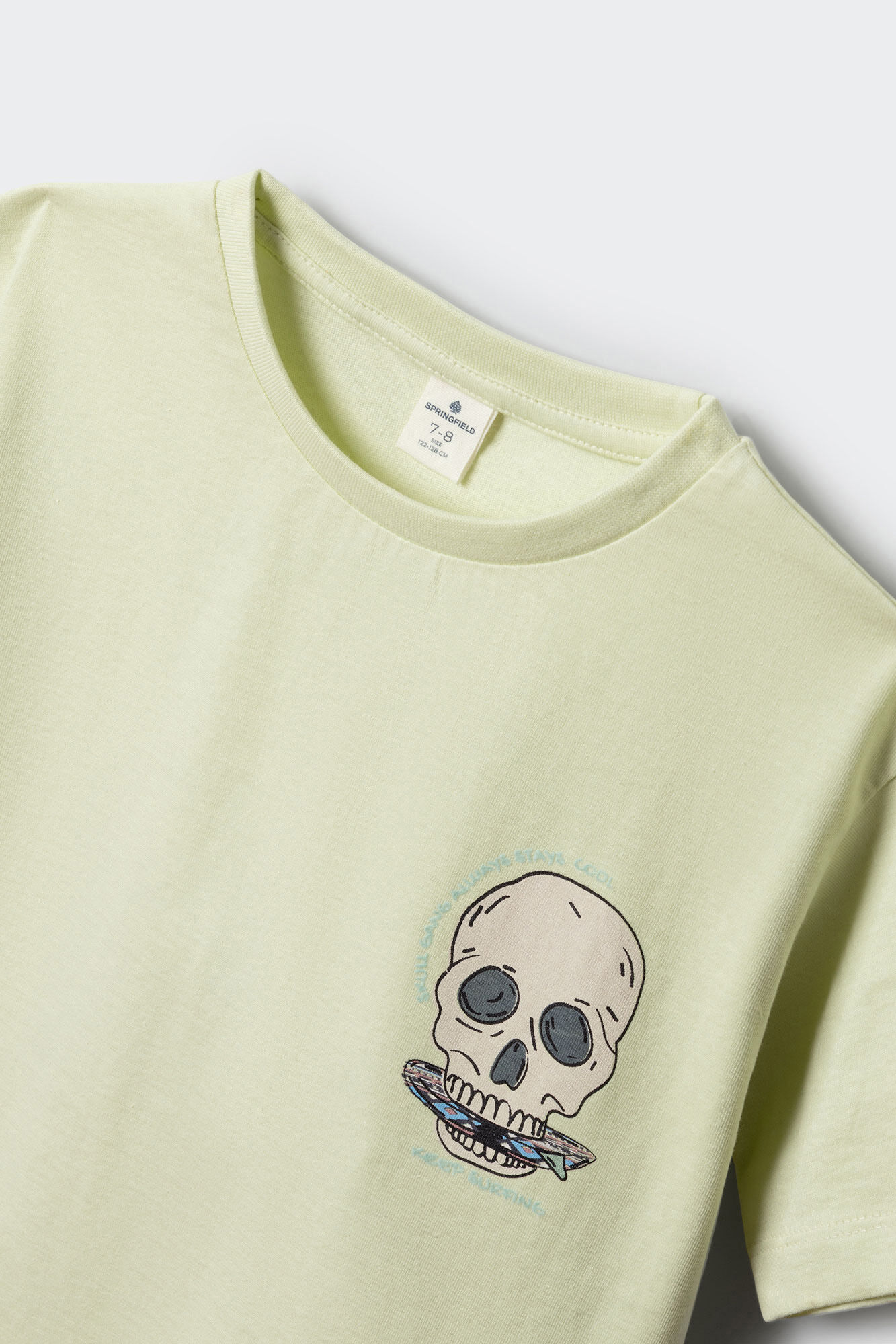 Springfield Kids Playera de manga corta calavera para ni&ntilde;o amarillo
