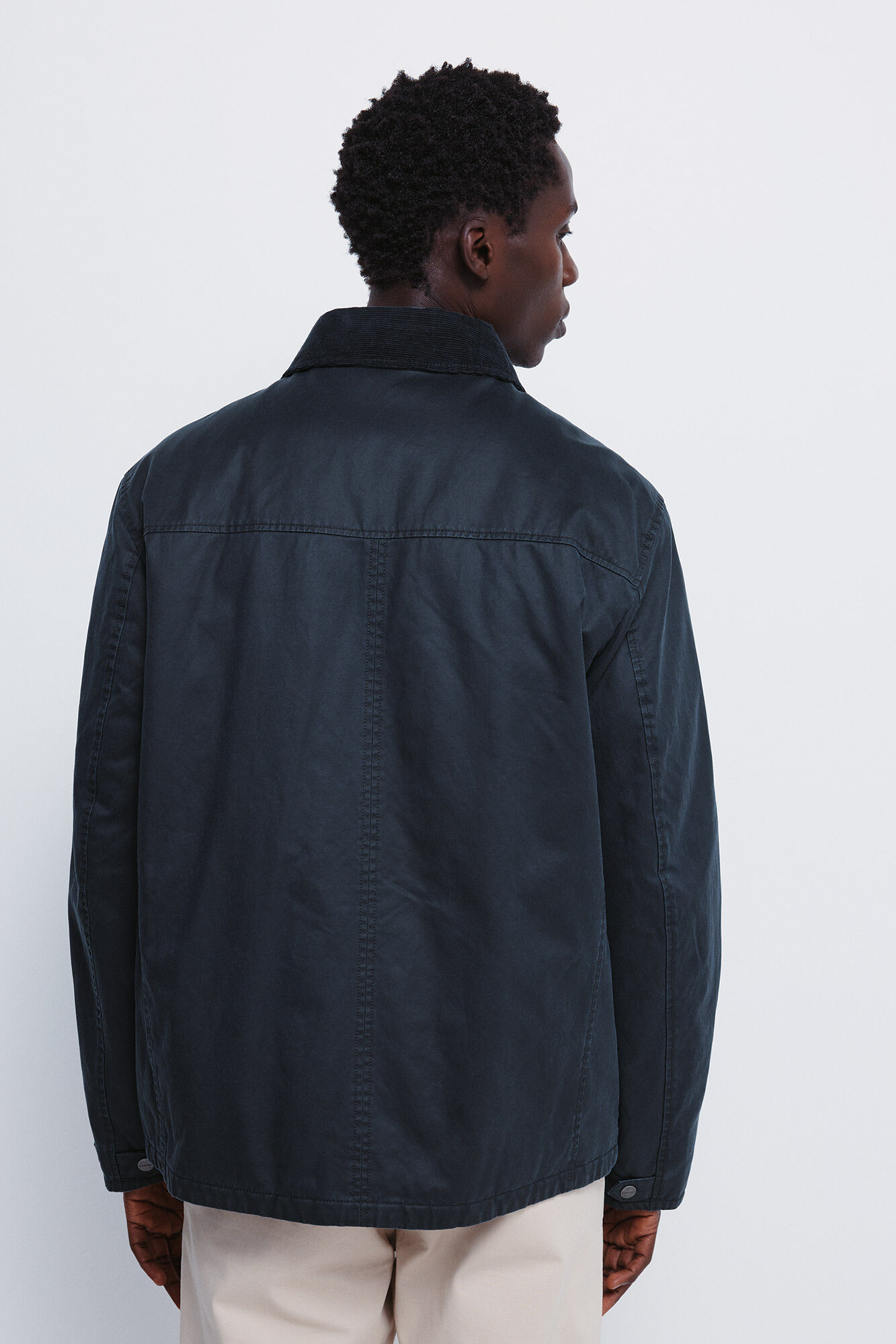 Springfield Parka short con cuello de pana azul