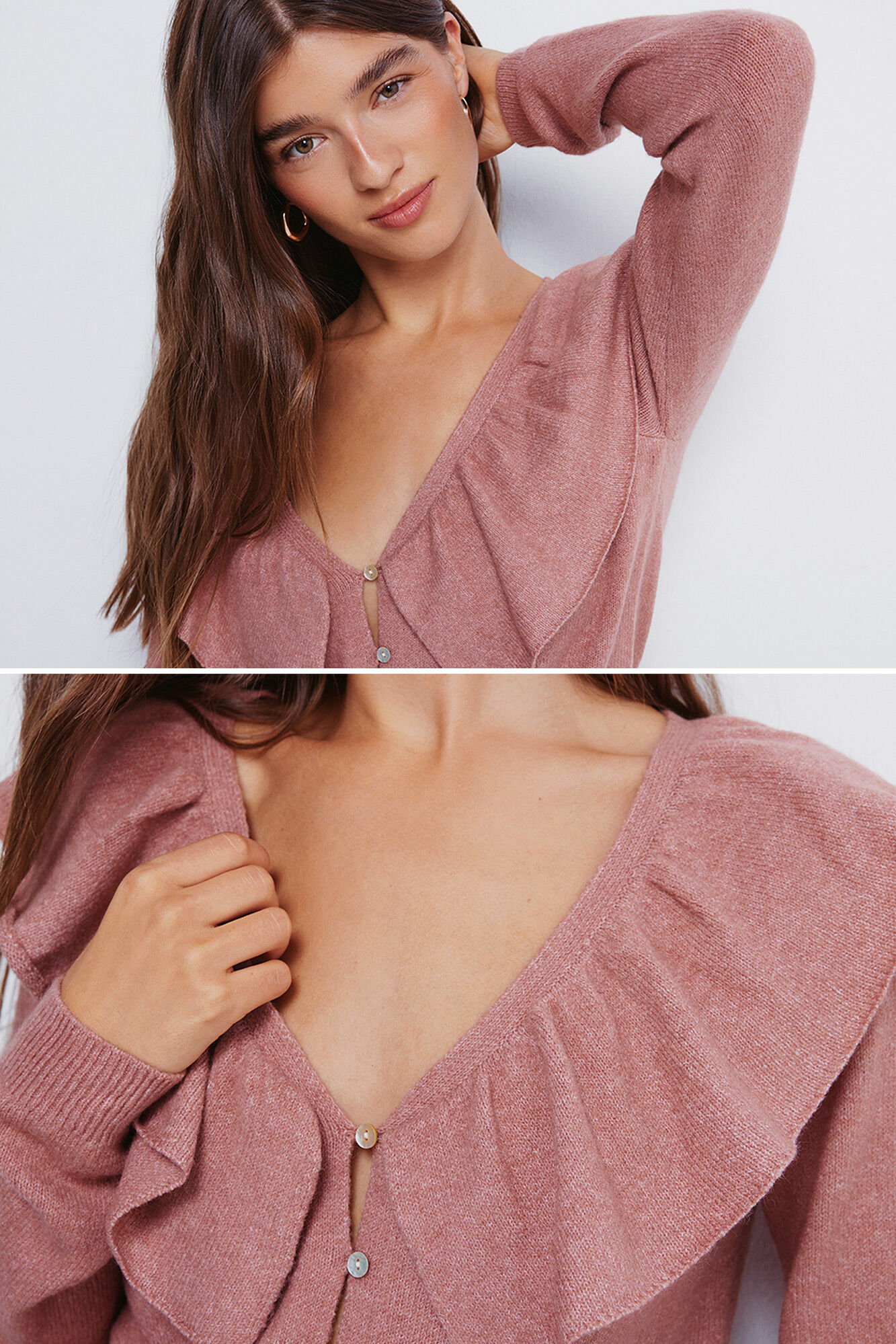 Springfield C&aacute;rdigan con volante en el escote naranja