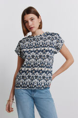Springfield Playera estampada con botones azul