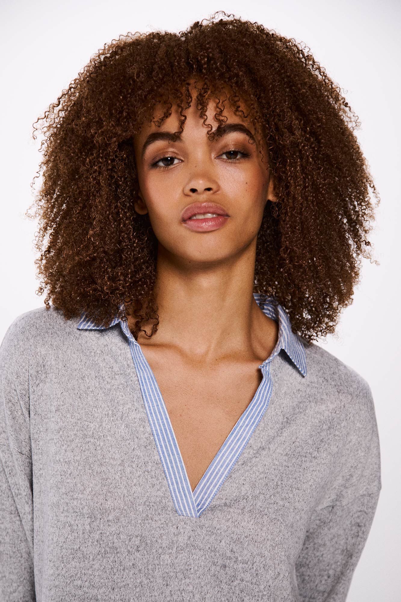 Springfield Playera cuello camisero combinada gris