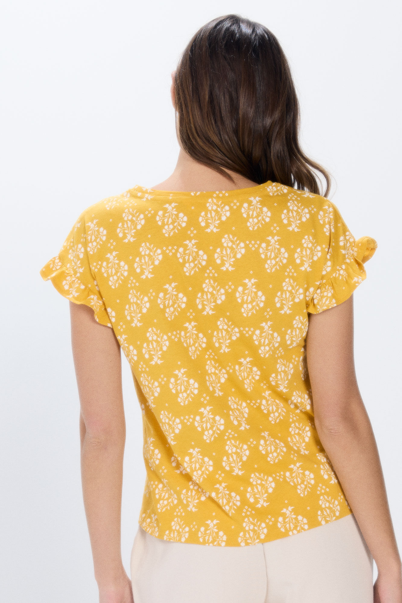 Springfield Playera estampada mangas volante amarillo