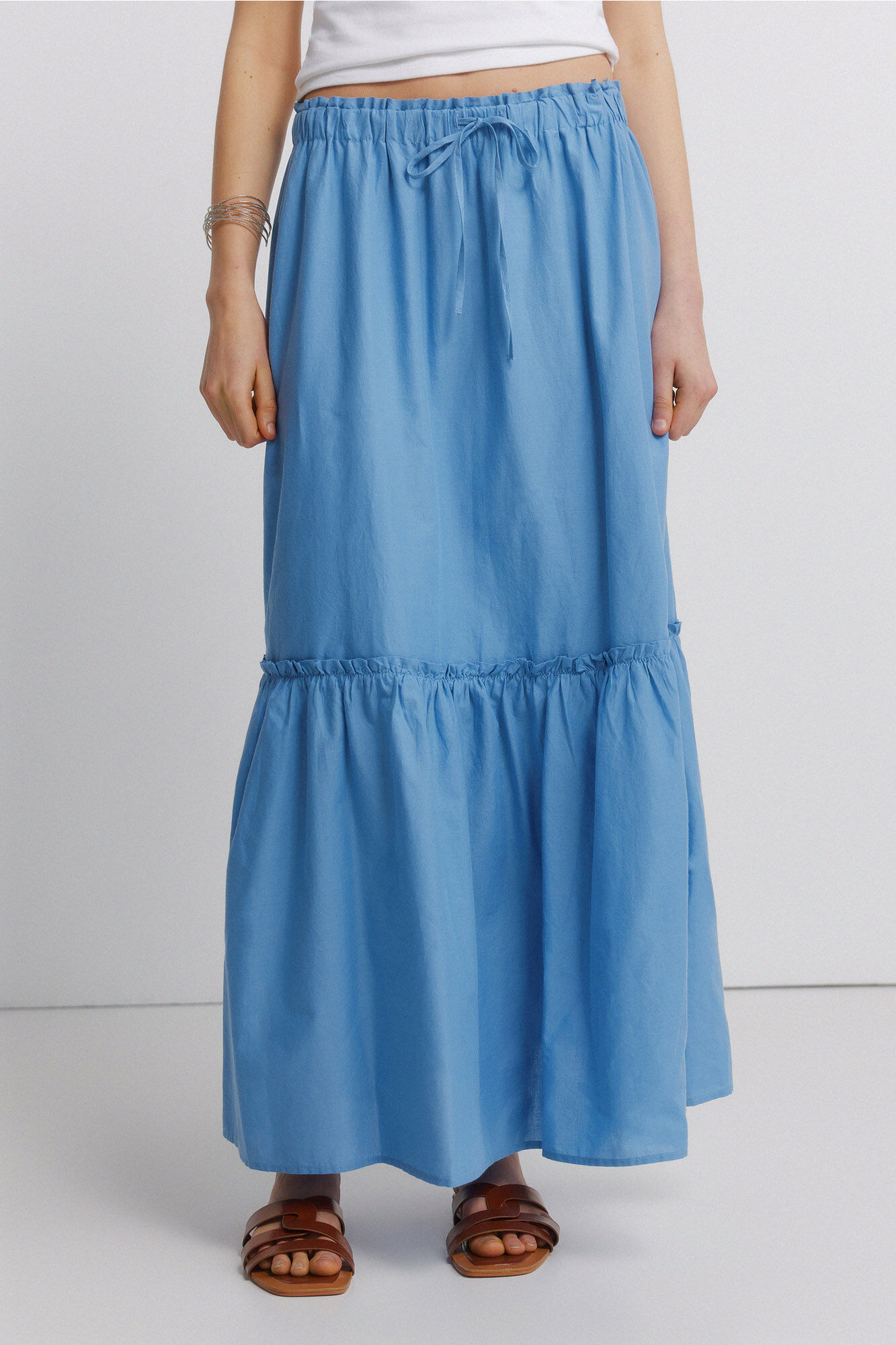 Springfield Falda midi con volantes turquesa