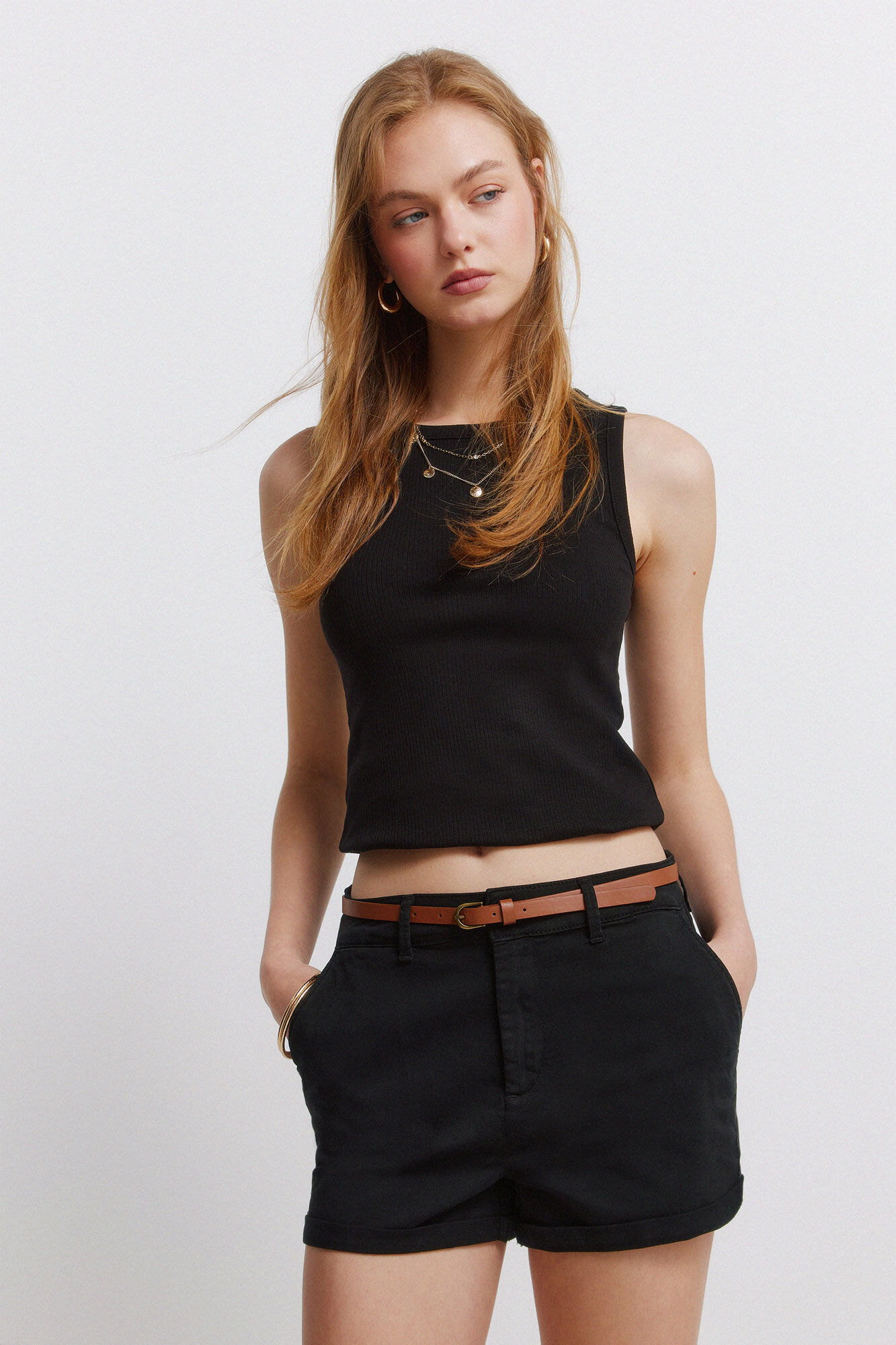 Springfield Short chino de algod&oacute;n negro