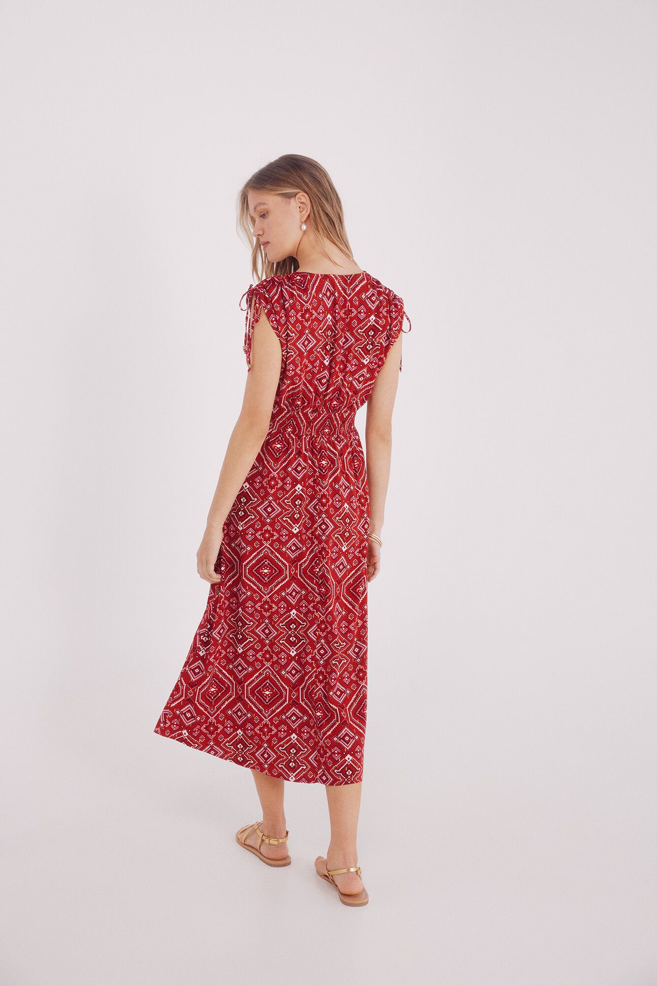 Springfield Vestido midi lace insertado rojo