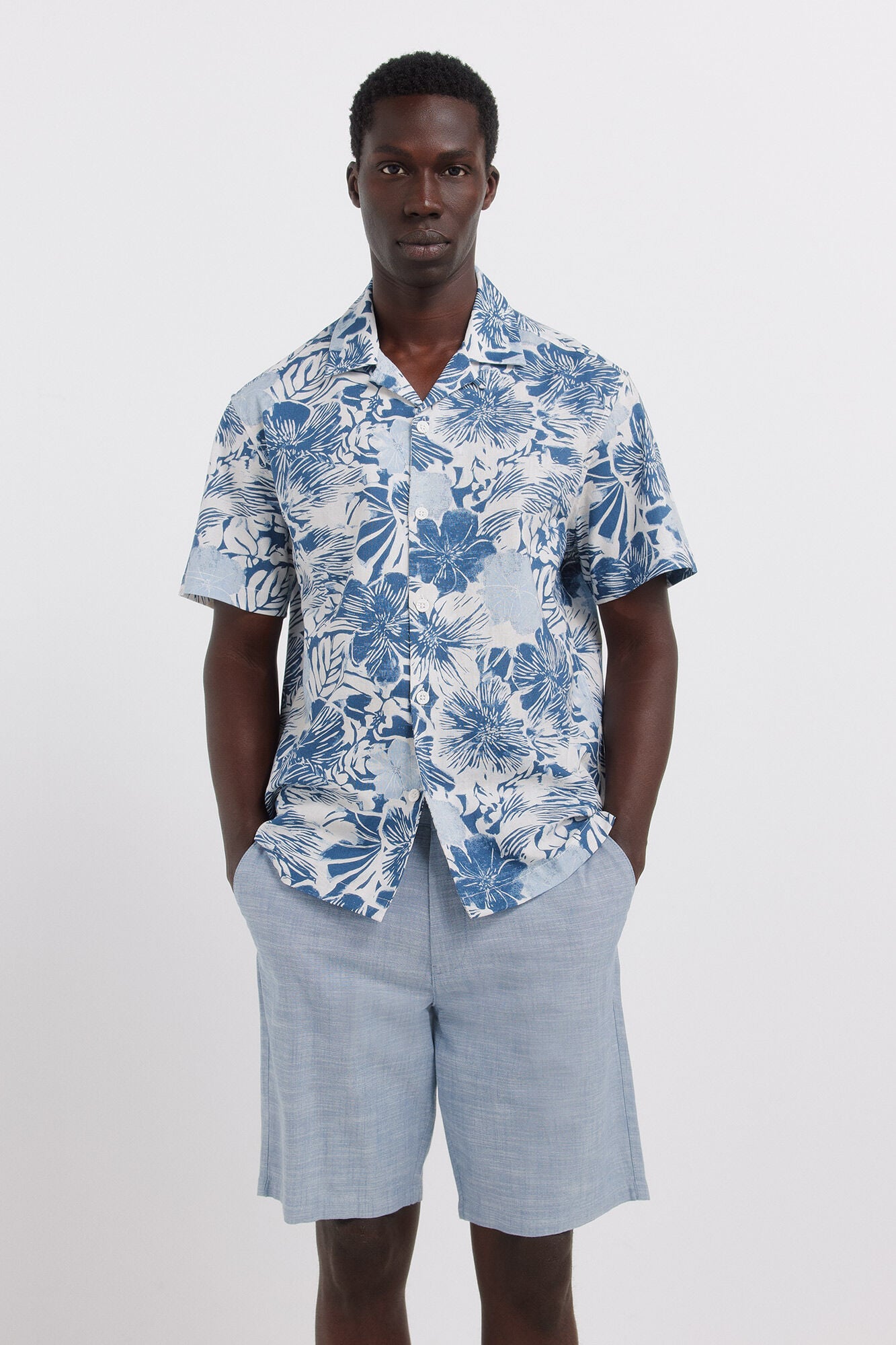 Springfield Bermudas chambray slim fit azul