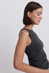 Springfield Playera sin mangas con tachas gris