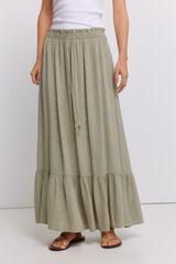 Springfield Falda larga con volantes de lurex kaki