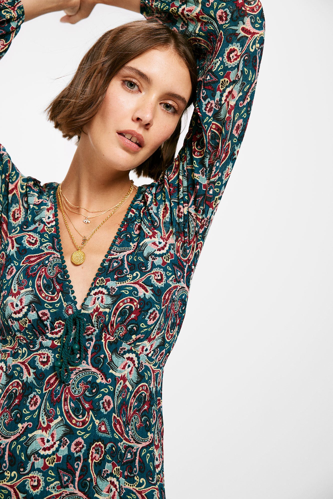 Vestido Midi Estampado Flor Paisley Vestidos para mujer