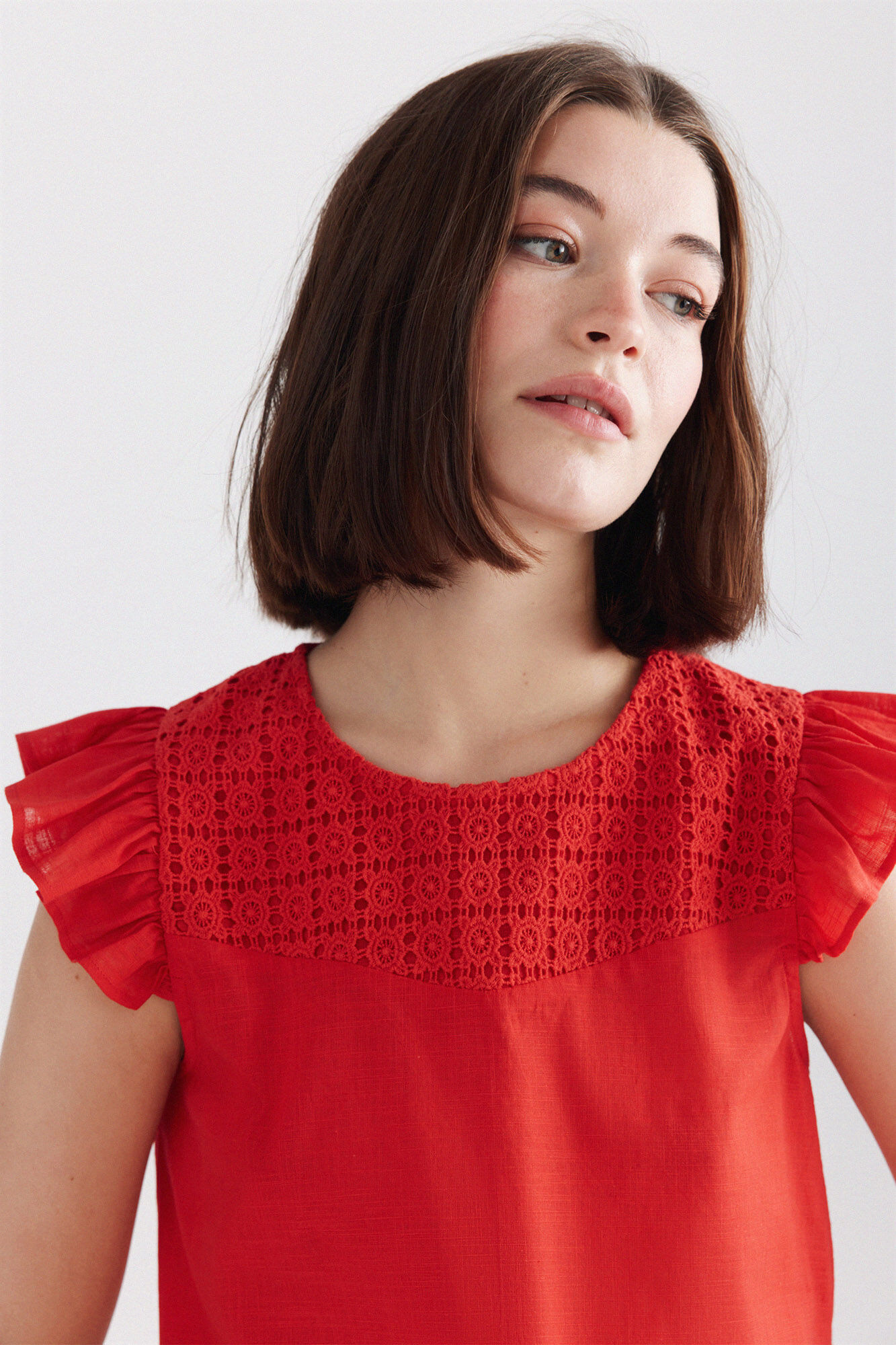 Springfield Blusa de crochet con volantes