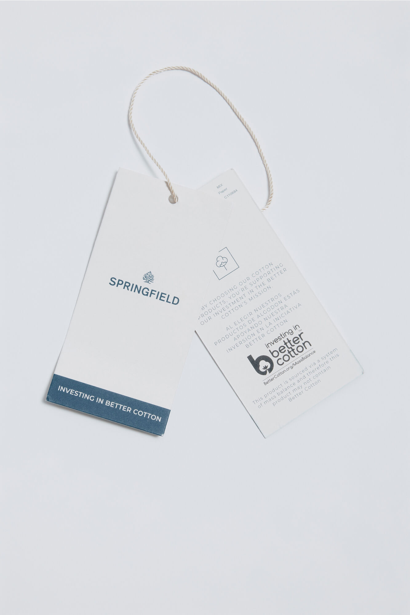 Springfield Polo de rugby con textos de corte cuadrado azul indigo