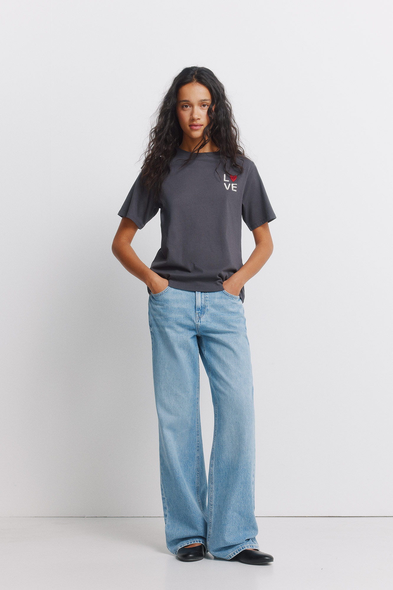 Springfield Playera manga corta 'Love' gris