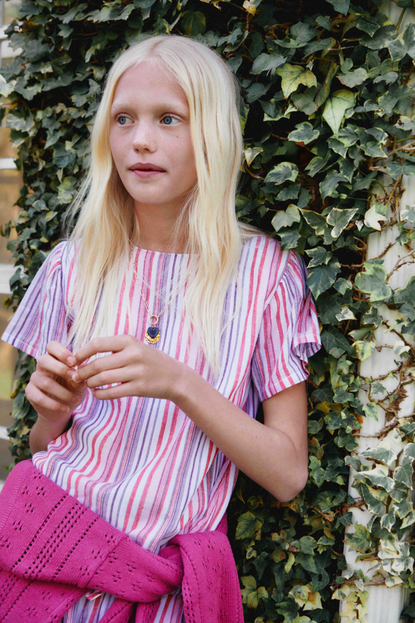 Springfield Kids Blusa manga corta a rayas de lurex para ni&ntilde;a