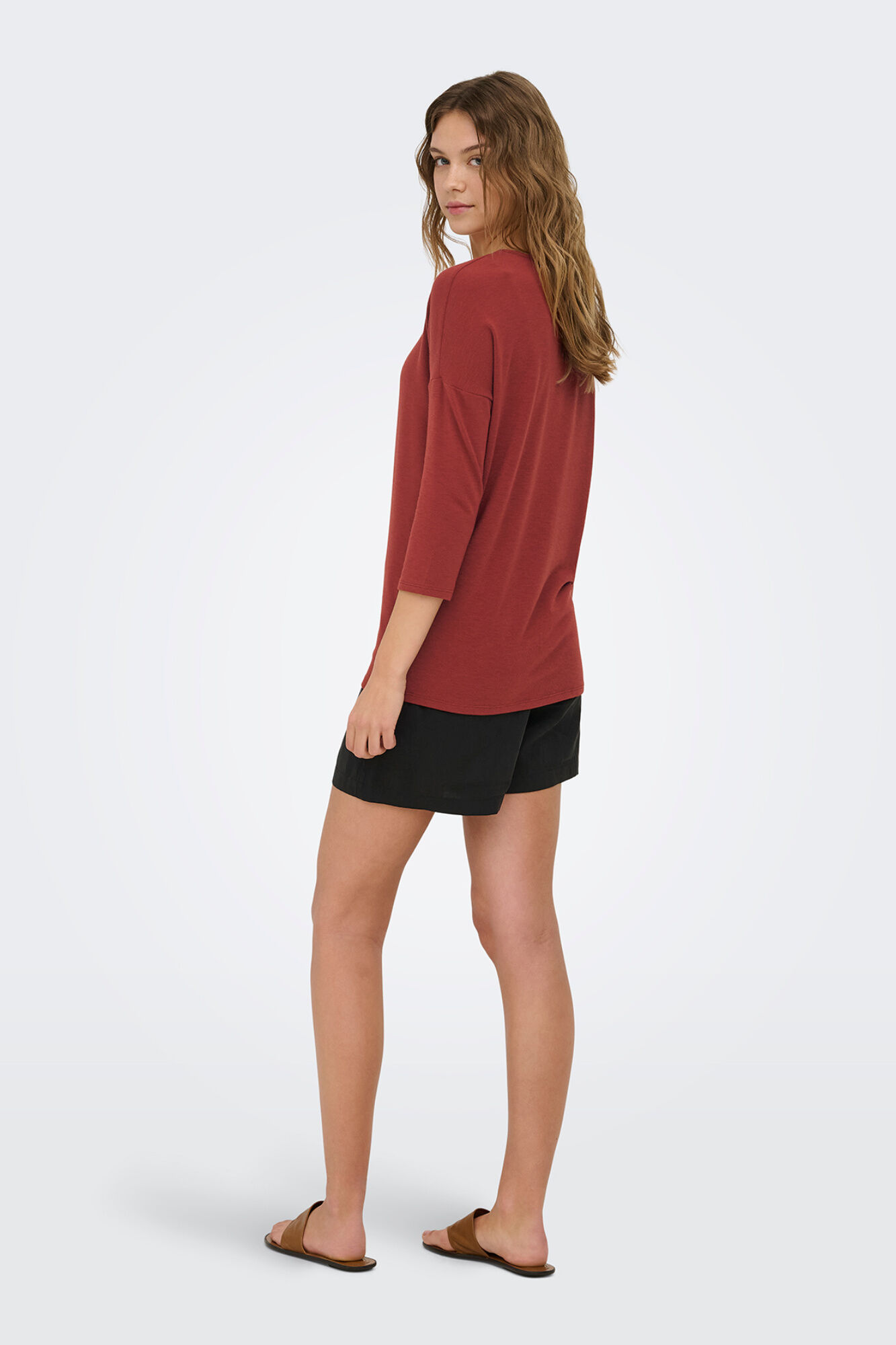 Only Playera de manga francesa rojo