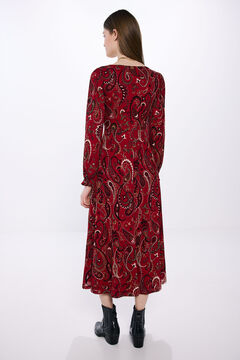 Springfield Vestido midi estampado paisley rojo