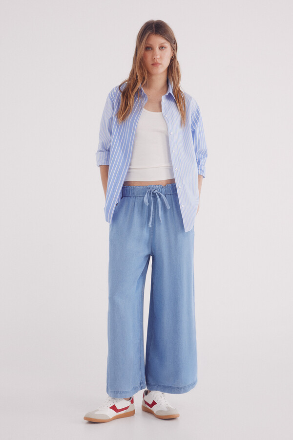 Springfield Pantalón culotte tencel azul