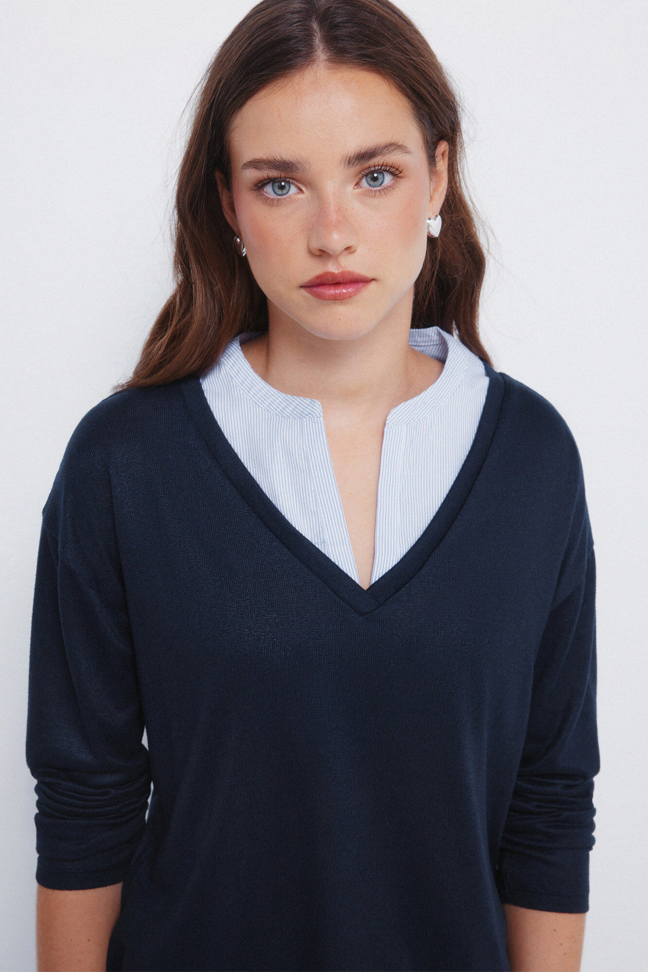 Springfield Playera de cuello combinado marino