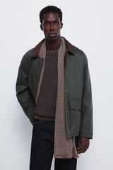 Springfield Parka short con cuello de pana kaki