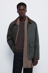 Springfield Parka short con cuello de pana kaki