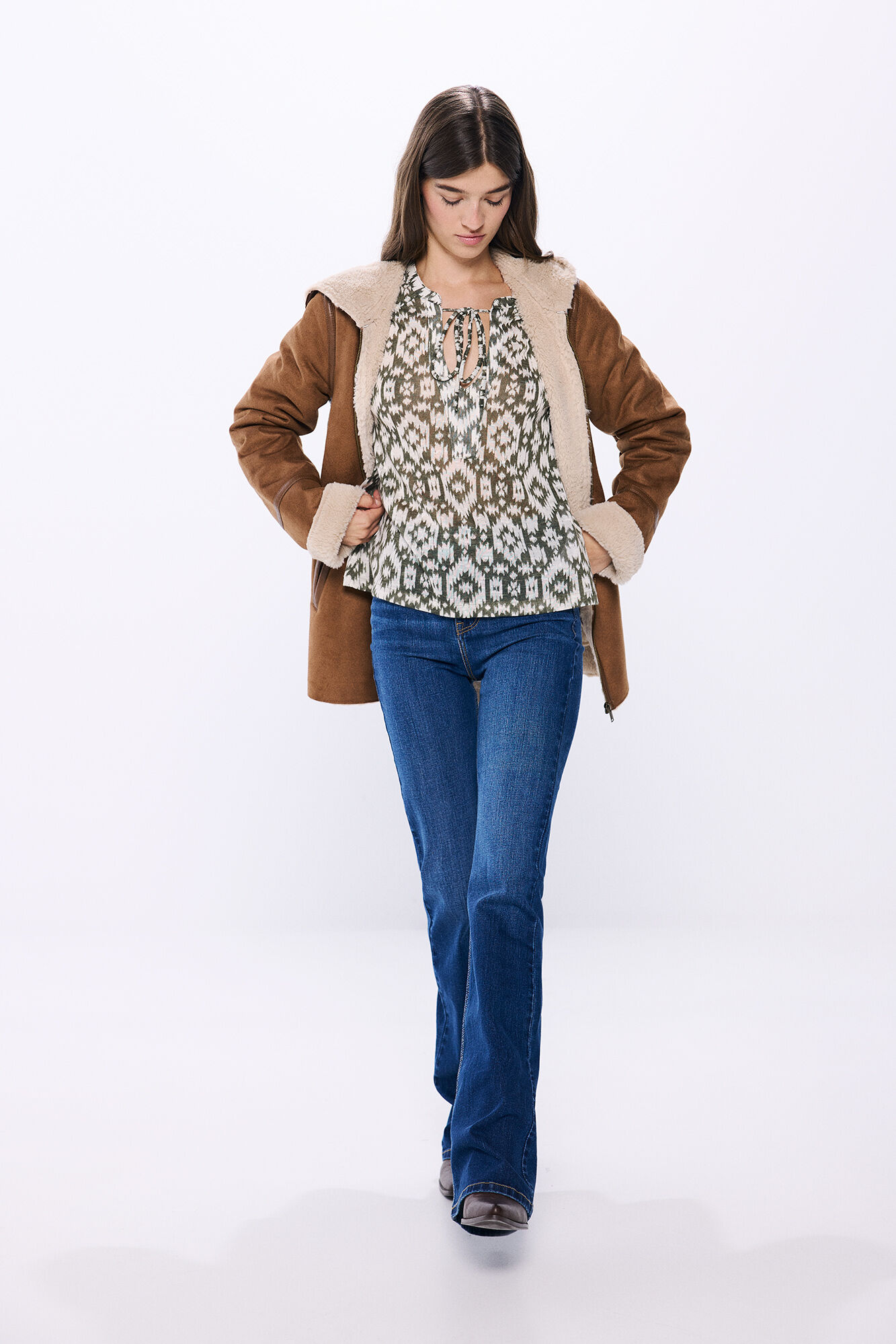 Springfield Blusa estampado &eacute;tnico khaki