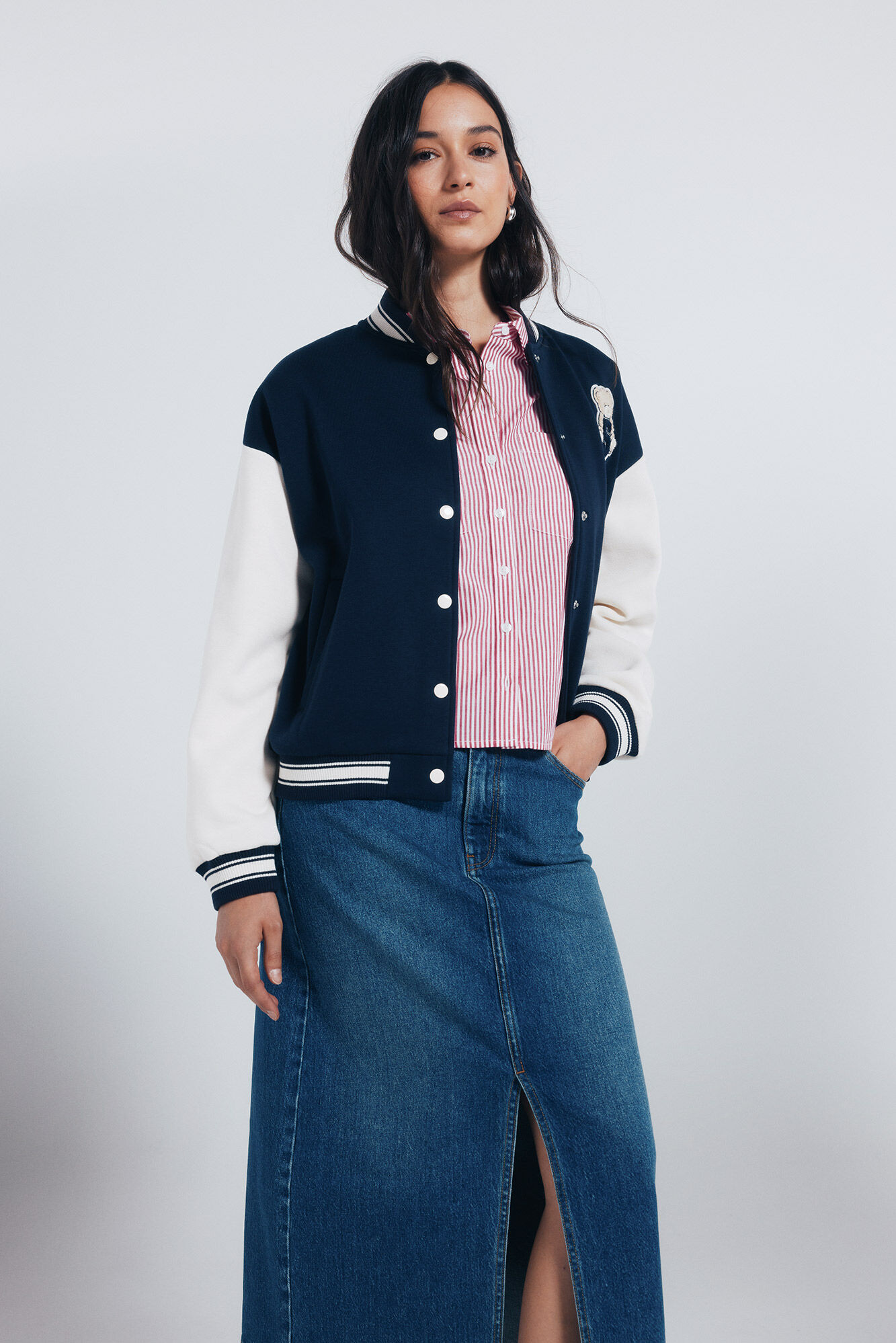 Springfield Falda midi denim azul