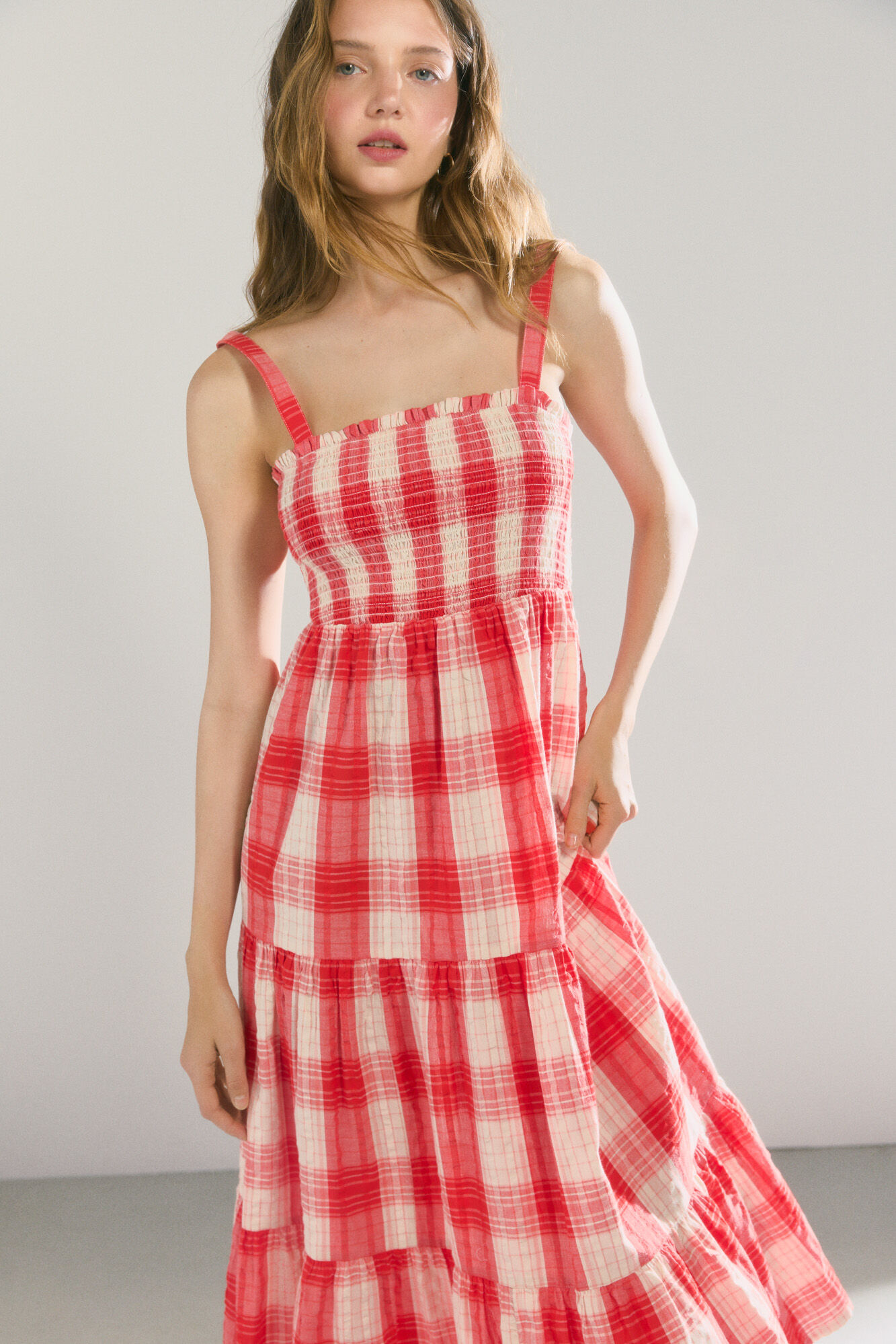 High Spirits Vestido de cuadros vichy rojo