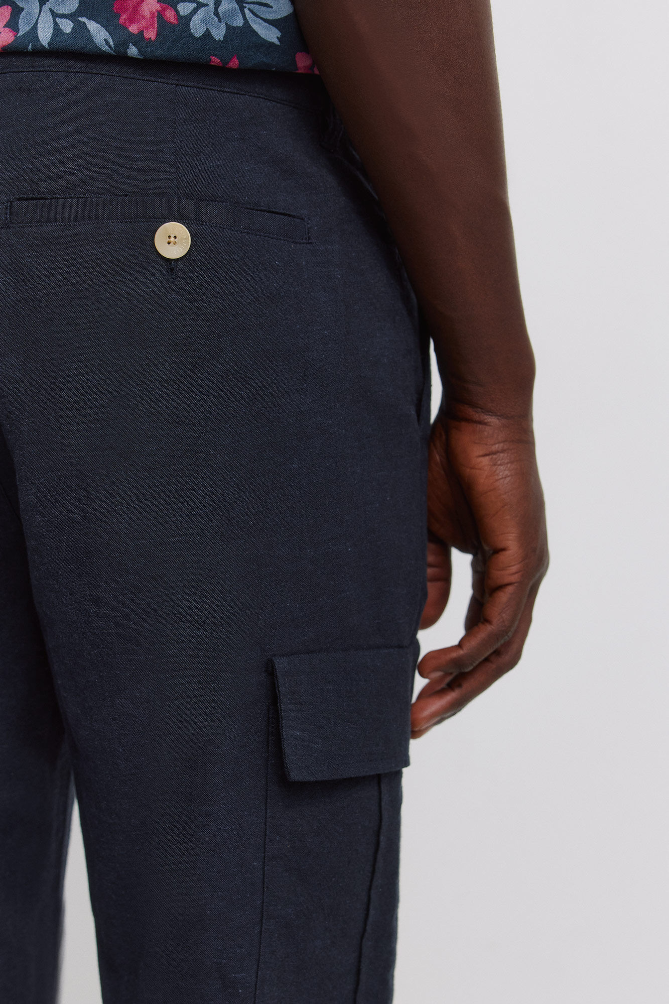 Springfield Pantal&oacute;n cargo de lino slim fit azulado