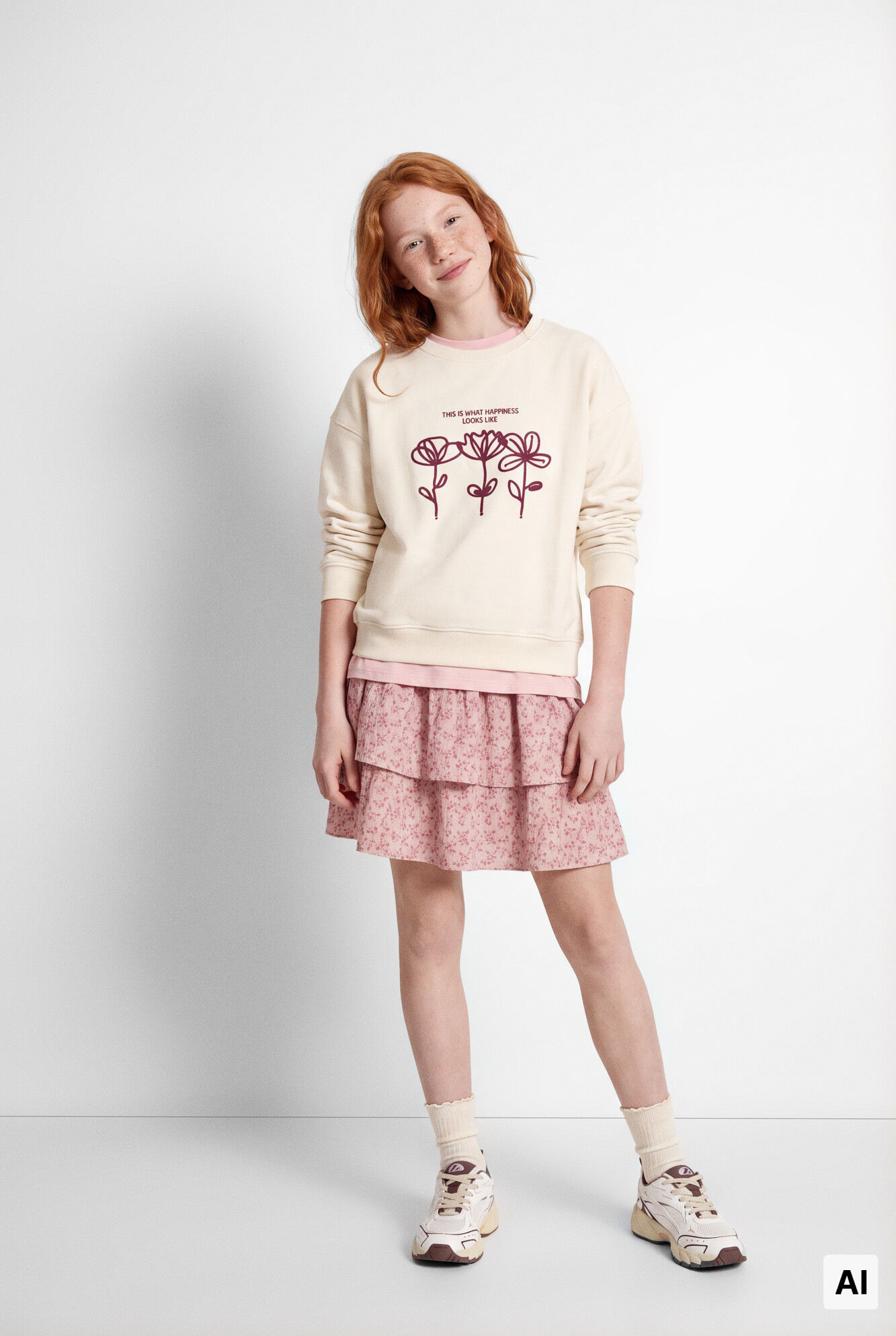 Springfield Kids Sudadera de flores con cord&oacute;n para ni&ntilde;a