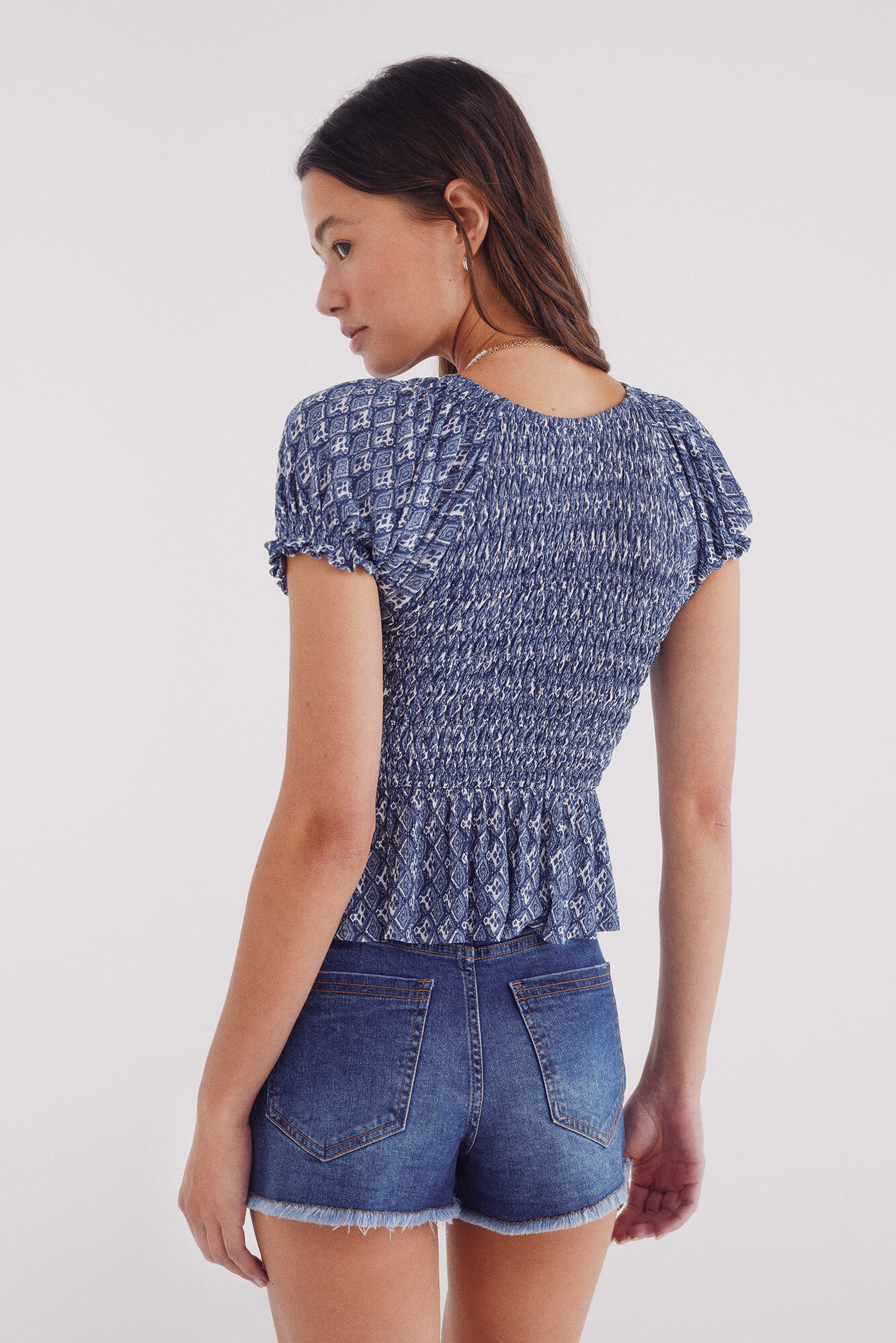 Springfield Top smock estampado turquesa