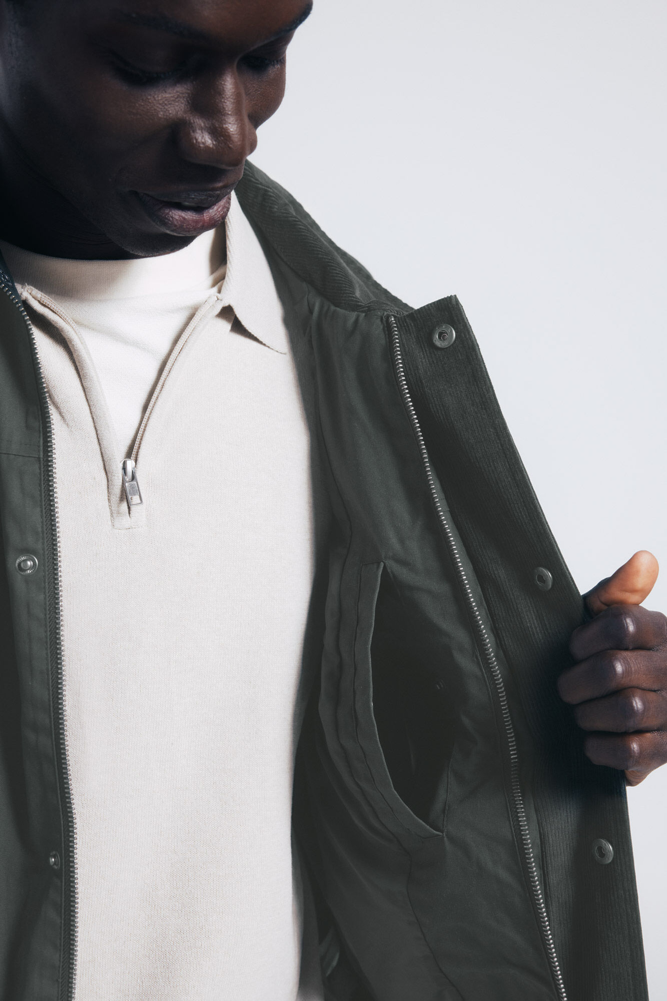 Springfield Parka corta cuello pana khaki