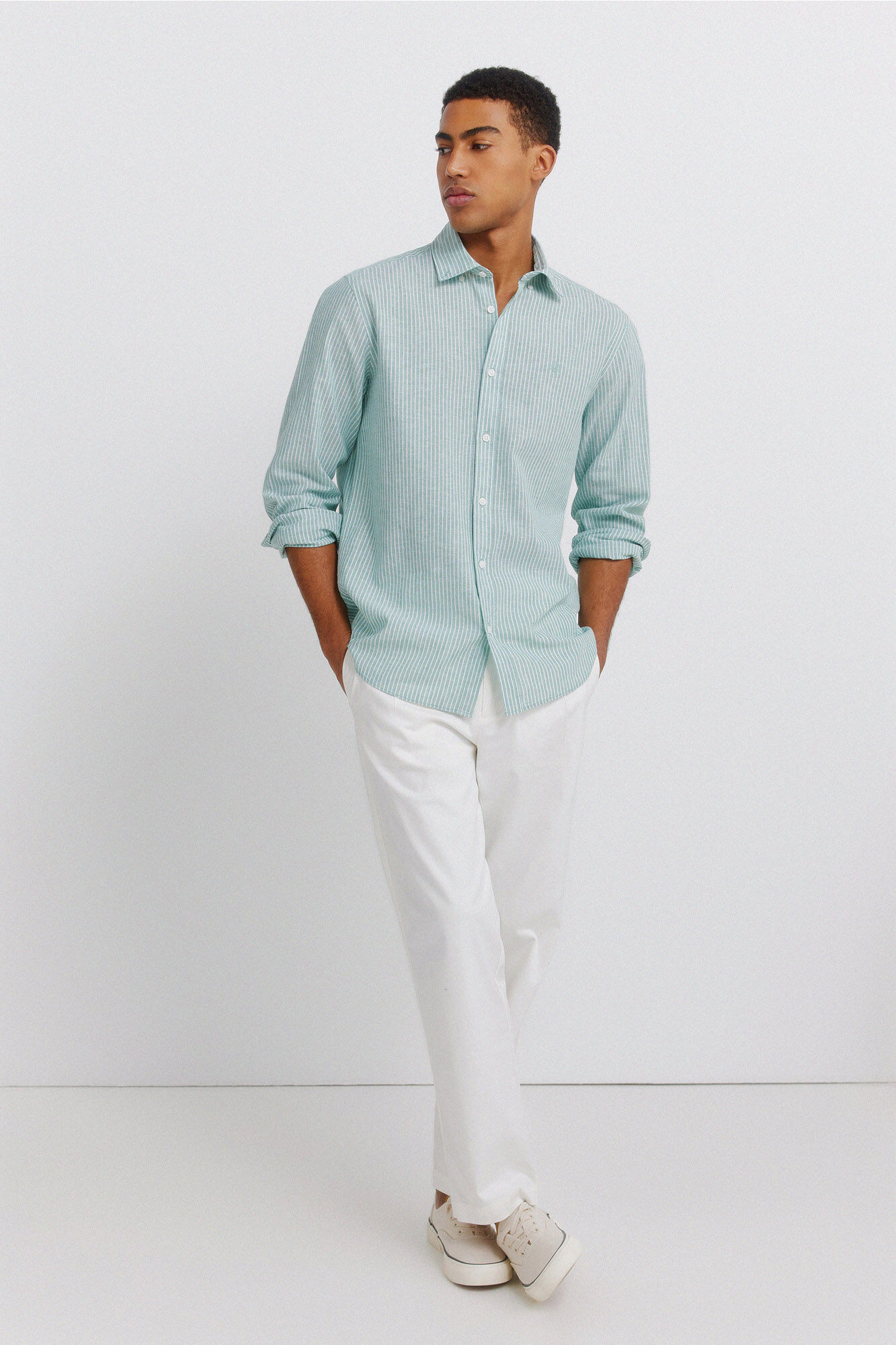 Springfield Camisa de lino a rayas