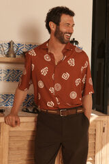 Springfield Camisa de manga corta de viscosa estampada naranja