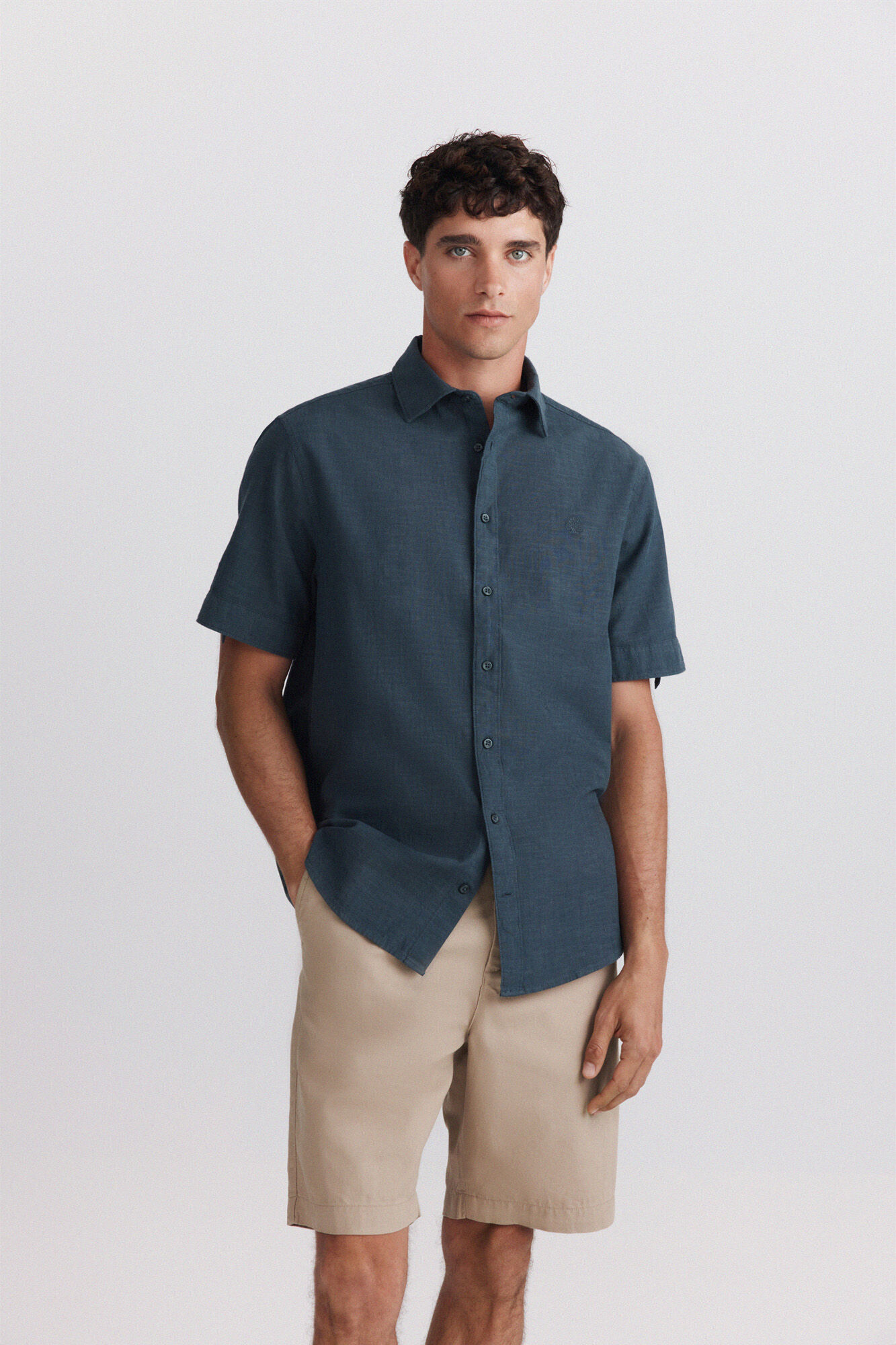 Springfield Camisa de manga corta con vuelta