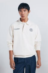 Springfield Sudadera con cuello de rugby blanco