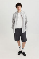 Springfield Camisa de lino a rayas gris