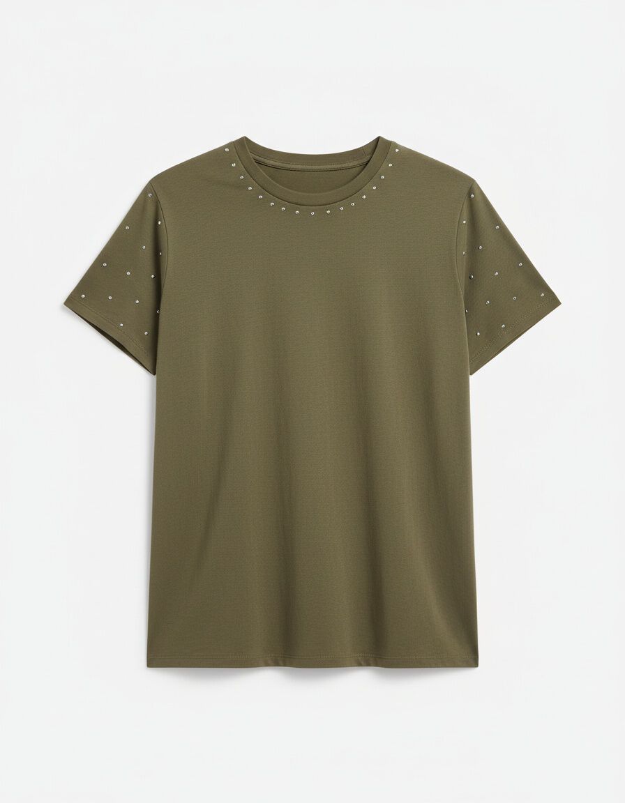 Springfield Playera manga corta con tachas caf&eacute;