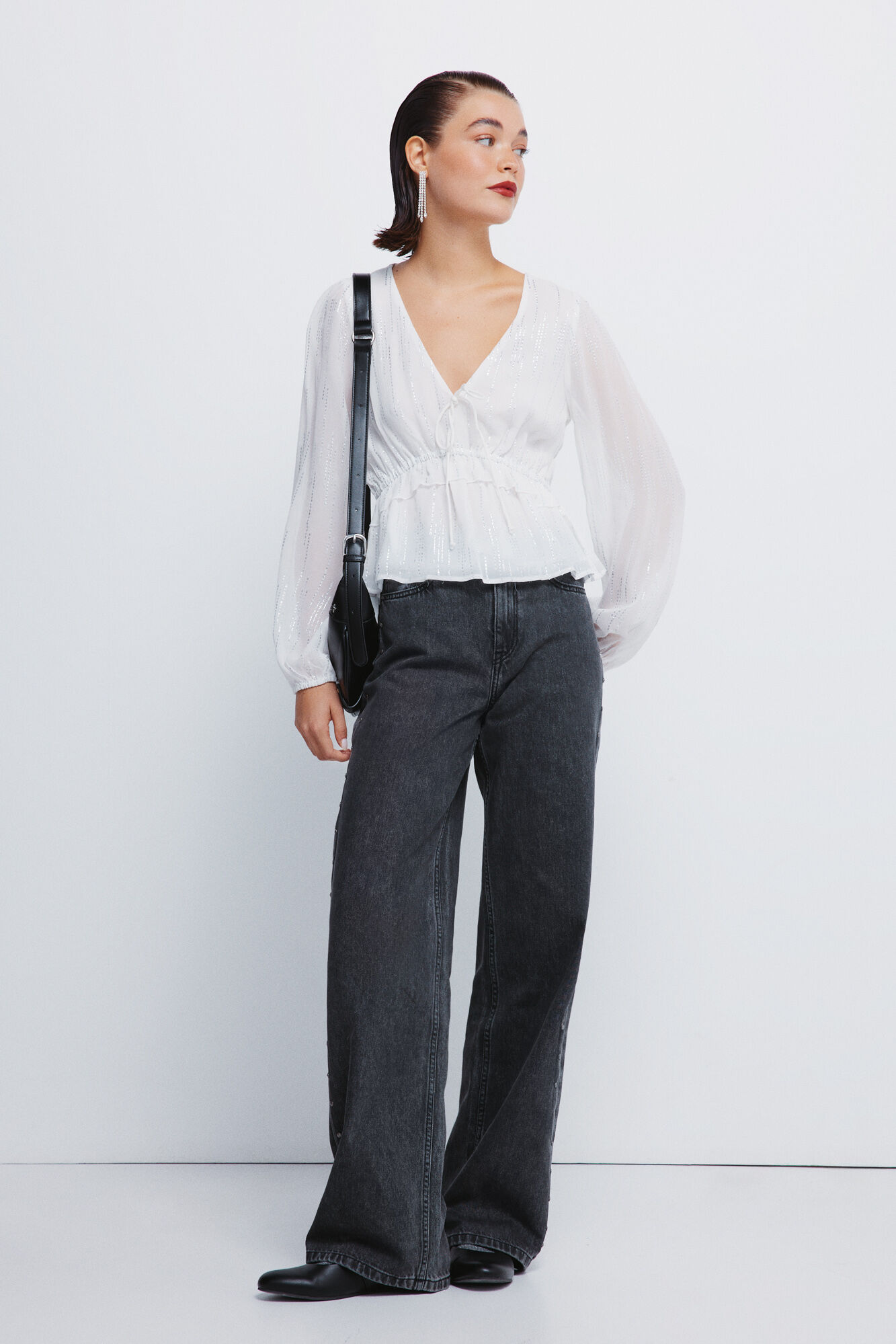 Springfield Jeans con tachuelas anchas  negro