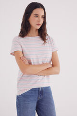 Springfield Playera semientallada cuello barco rosa