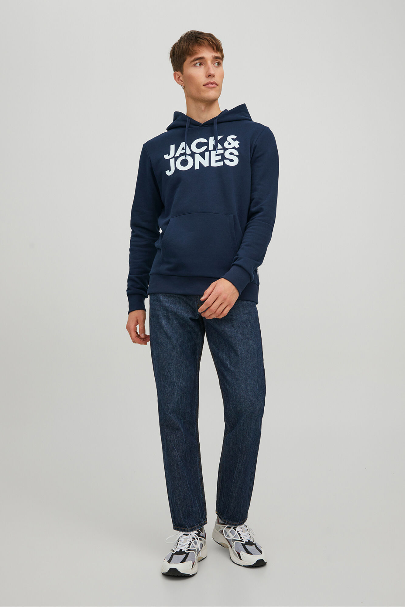 Jack & Jones Sudadera con logo y capucha marino