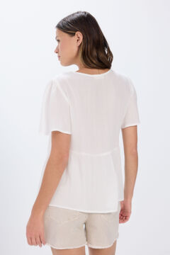 Springfield Blusa fluida escote lace natural