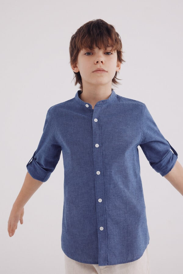 Springfield Kids Camisa lino niño azulado