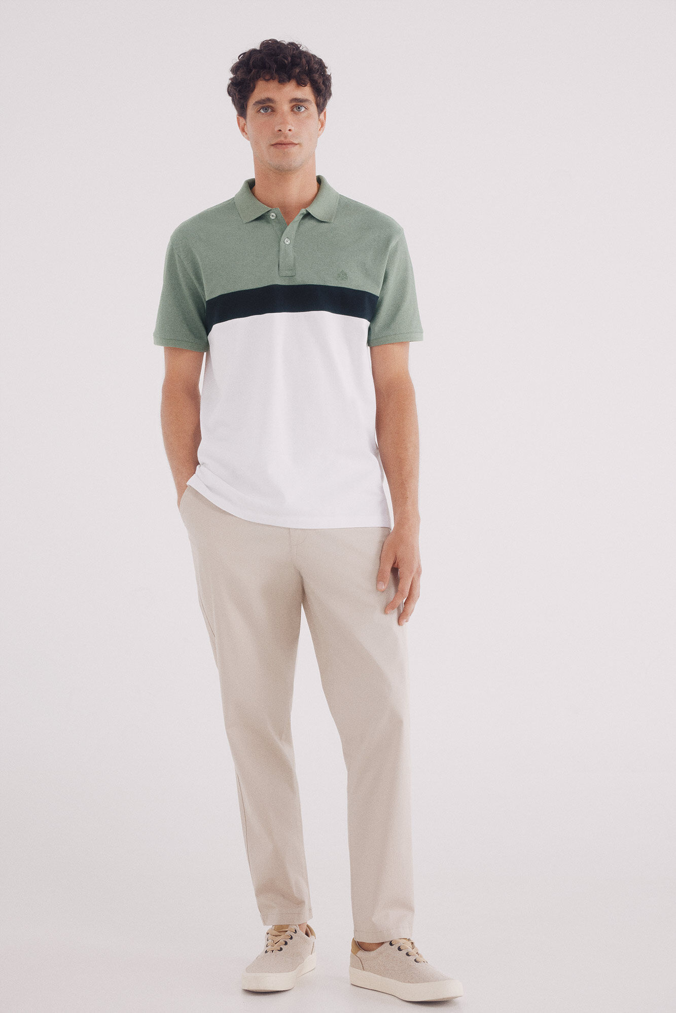 Springfield Polo piqu&eacute; bloques color slim fit verde