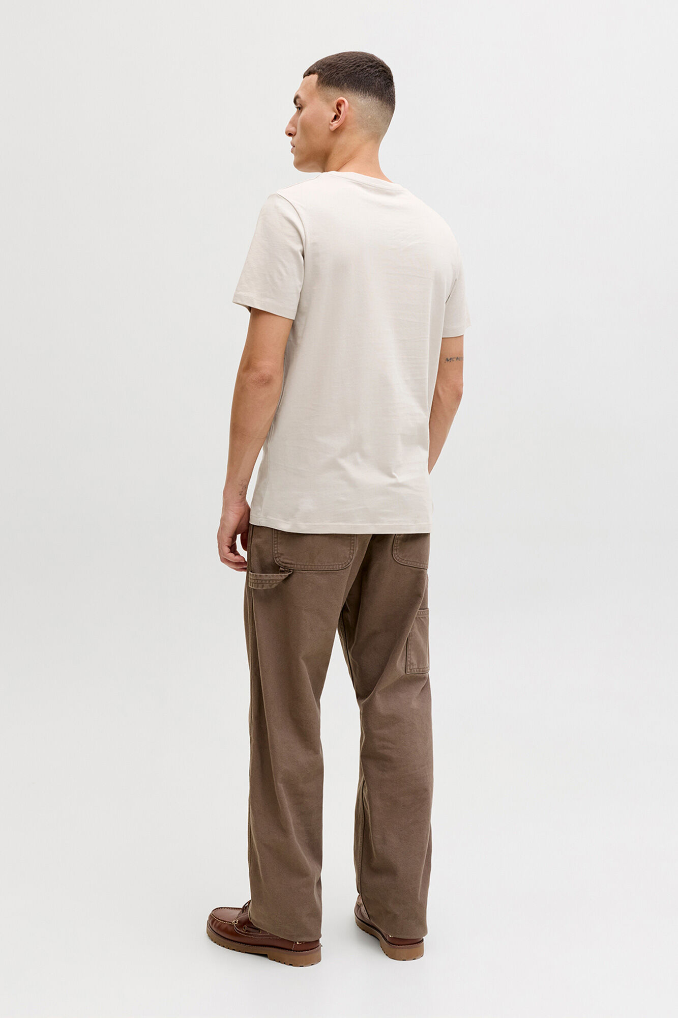 Jack & Jones Playera slim fit de algod&oacute;n con logo icono gris