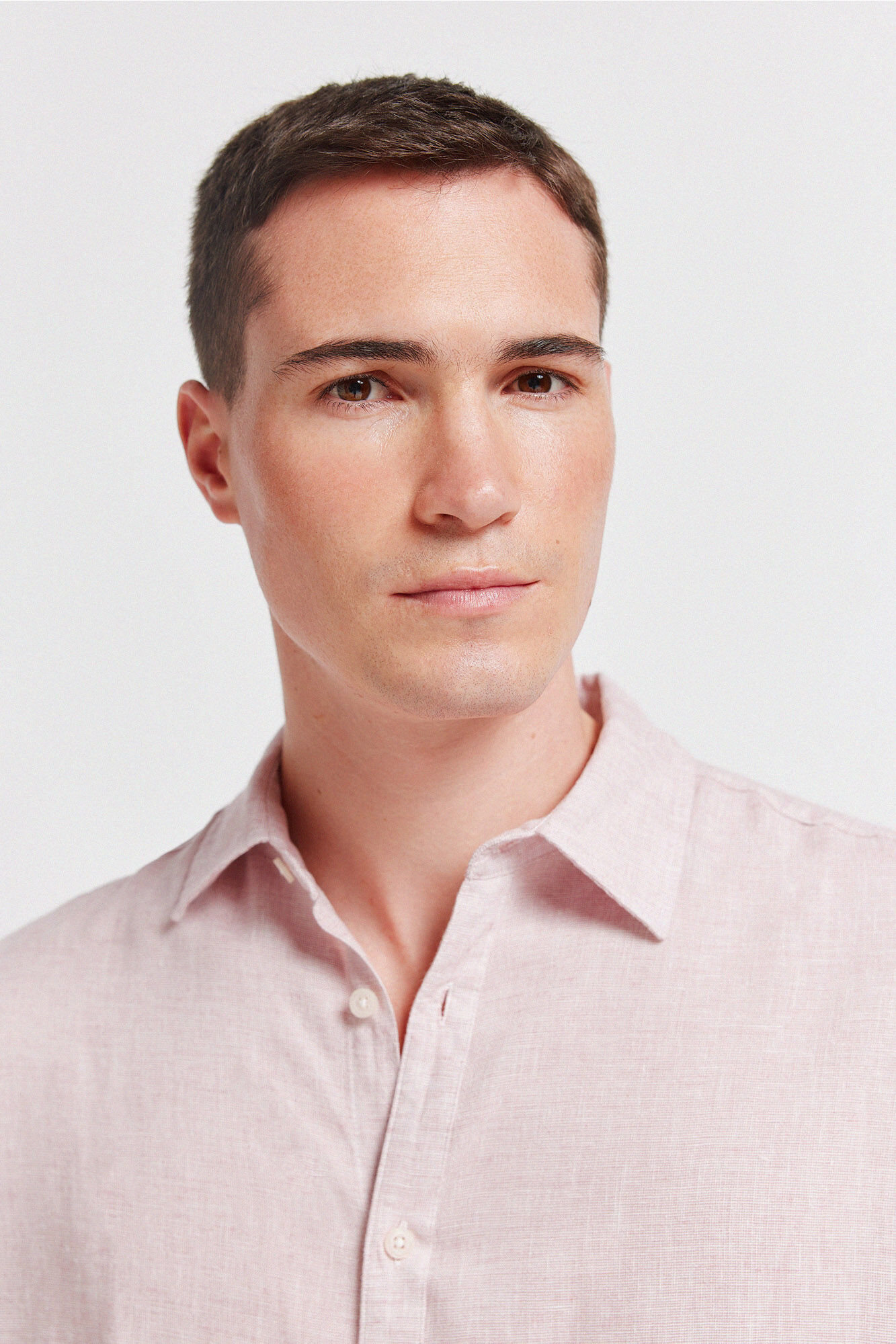 Springfield Camisa fil a fil de lino y viscosa naranja