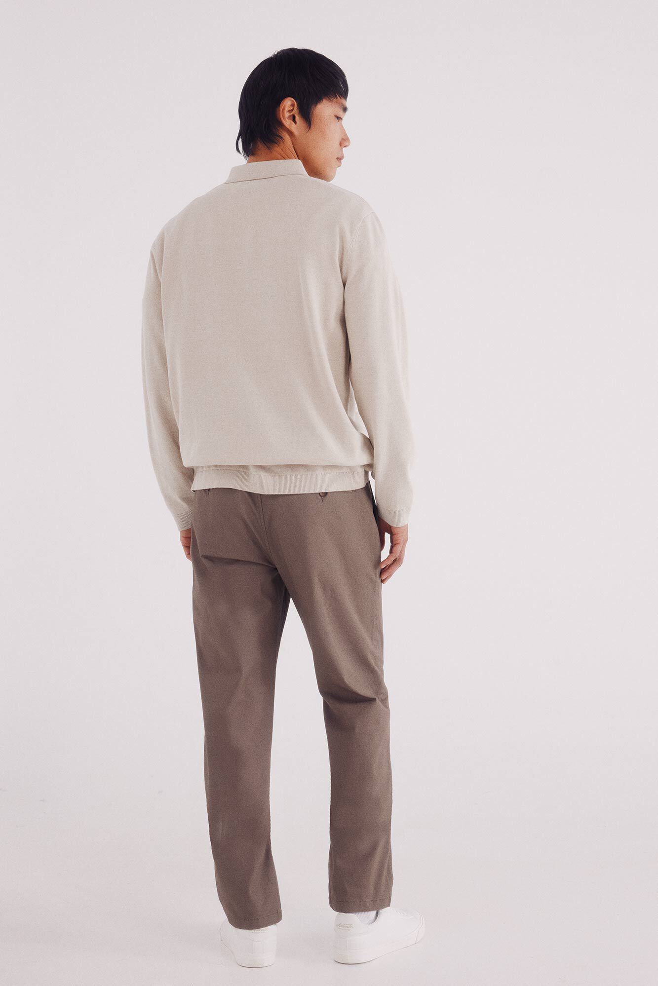 Springfield Pantal&oacute;n chino microestampado slim fit caf&eacute;