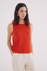Springfield Playera combinada crochet rojo