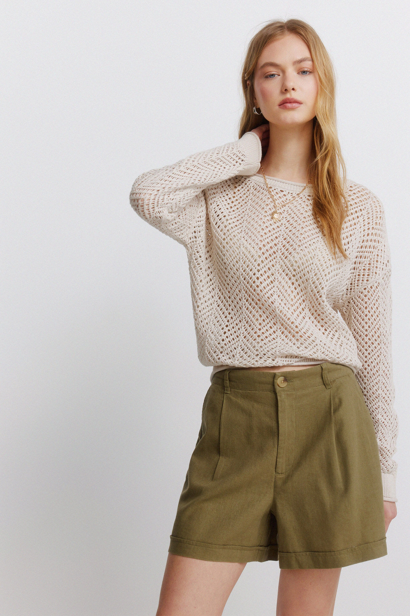 Springfield Short de lino kaki