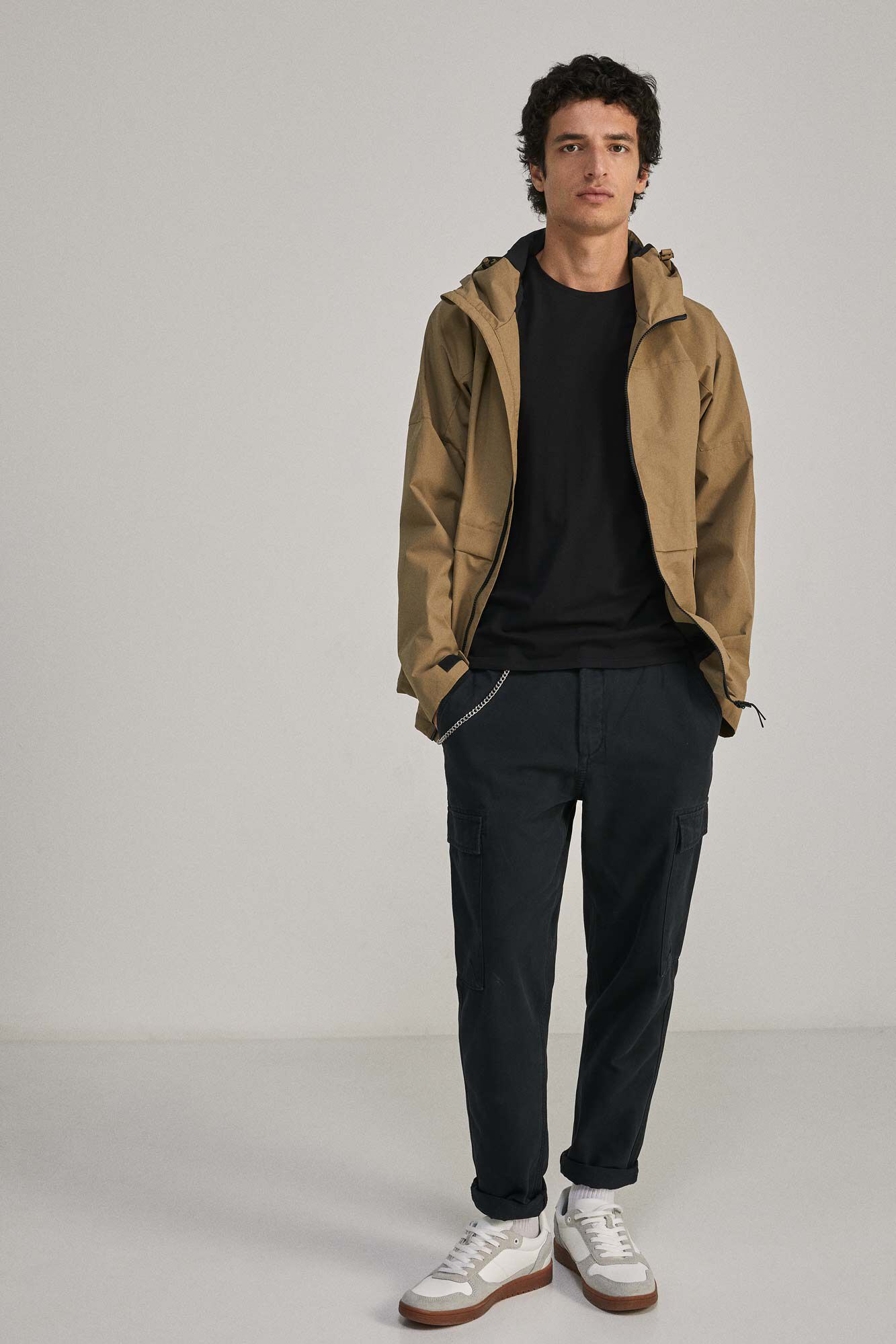 Springfield Parka t&eacute;cnica capucha beige